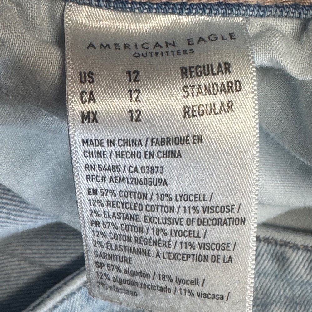 American Eagle Super High-Rise Baggy Wide Leg Cargo Jeans Light Size 12 Regular - Picture 9 of 12